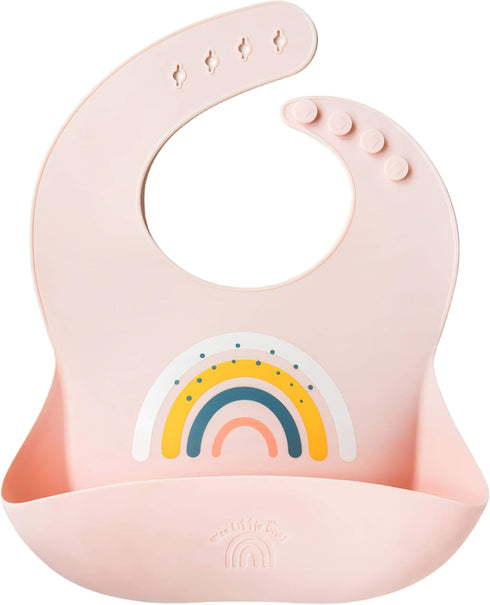 Silicone Rainbow Baby Bibs & Suction Bowl Set: BPA-Free, Adjustable Bib with Large Food Catcher Pocket + Premium Utensils for Babies & Toddlers (6...