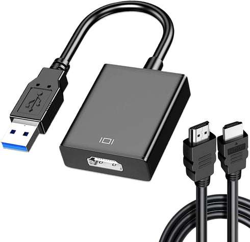 USB to HDMI Adapter with 6FT HDMI to HDMI Cable, USB 3.0 to HDMI Full 1080P Video Audio Converter for PC, Laptop to Monitor, Support Windows XP 7/...
