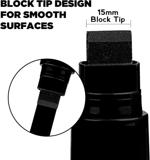 Jumbo Acrylic Paint Markers Pen,15mm Felt Tip Markers Water Based Paint Pens For Wood, Rock,Plastic and Almost All Solid Surfaces,Black Paint Pen ...