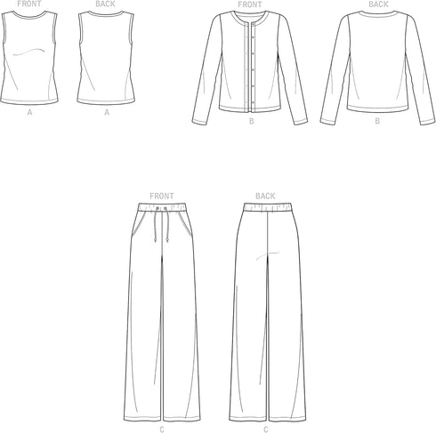 Simplicity Misses' Sleeveless Top, Button Front Cardigan, and Pull-On Pants Packet, Code 9272 Sewing Pattern, Sizes XS-XL, White...