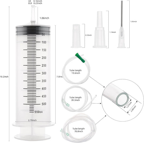 Giant Syringe for Liquid, Plastic Large 500ml Big Syringe?Individual Sterile Sealed for Scientific Dispensing Watering Paint Oil Refilling Feeding...