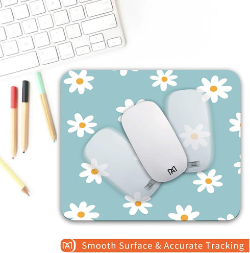 Square Mouse Pad Little Daisy,Personalized Premium-Textured Custom Mouse Mat Design,Washable Mousepad Lycra Cloth,Non-Slip Rubber Base Computer Mo...