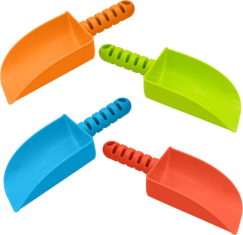 4E's Novelty 4 Pack Beach Shovels 8 Inch, Heavy Duty Plastic Sand Shovel for Kids, - Great for Planting Gardening Shovels for Toddlers, Outdoor Di...