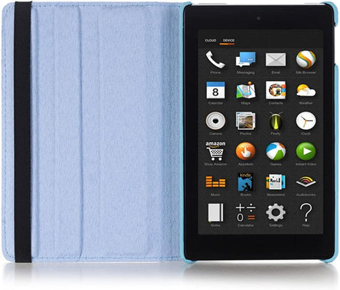 for Amazon Kindle All New Fire 7 SR043KL 7th/9th Generation Cover, Ultra Slim Folio Stand Rotating 360 Degree Leather Case for Kindle Fire HD7 7" ...