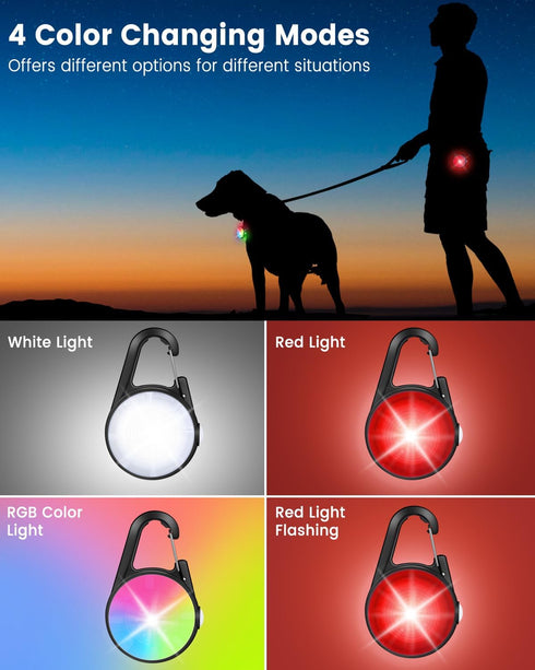 Dog Lights for Night Walking, 2 Pack 4 Modes Dog Collar Light, Rechargeable Dog Walking Light for Nighttime Clip On, IP68 Waterproof Safety Light ...