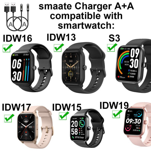 Smart Watch Cables Compatible with TOZO S3, Woneligo W13, Gydom Amzhero IDW13, MILOUZ IDW19, Fitpolo IDW15, Tensky ENOMIR ID208BT, SKG V7 V7PRO, I...