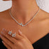 Rhinestone Butterfly Jewelry Set Silver Sparkly Crystal Necklace Chain with Bracelets and Earrings for Women(3PCS)...