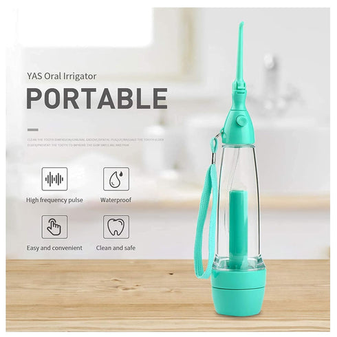 Cordless Water Dental Flosser Non-Electric Portable, Manual Air Pressure Simple Operation, Bottle Strengthening Dental Oral Irrigator for Home & T...