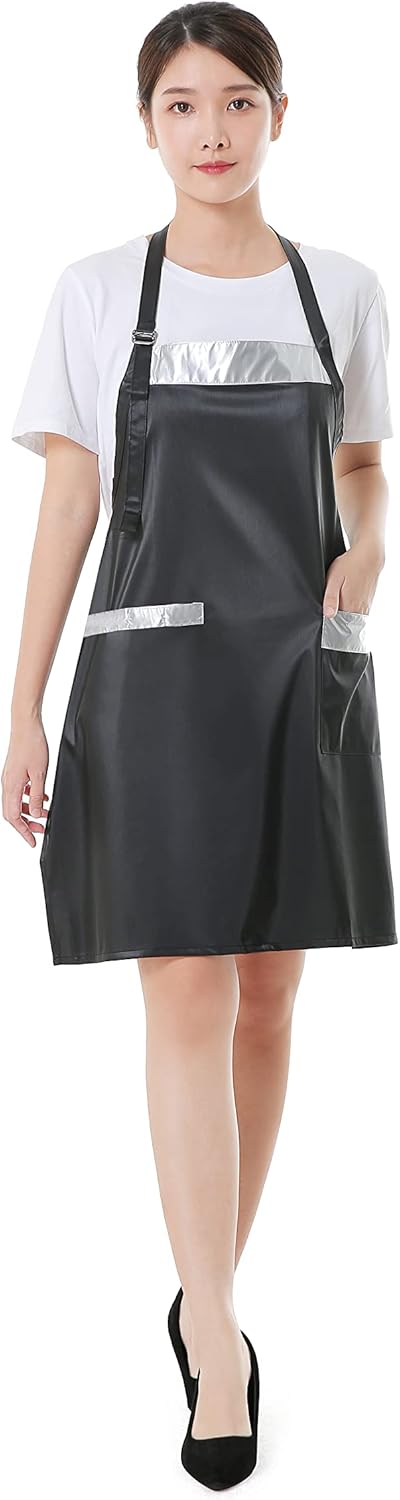 Hairdressing Apron with Pockets Adjustable Pet Grooming Pro Apron,28”x 33”,Black,A013101...