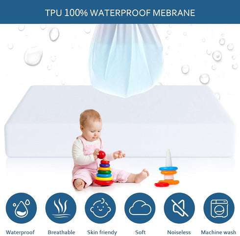 Waterproof Mattress Protector Twin Size,Mattress Cover Protector, Smooth Top Mattress Protector for Kids, Breathable Skin Friendly and Noiseless F...