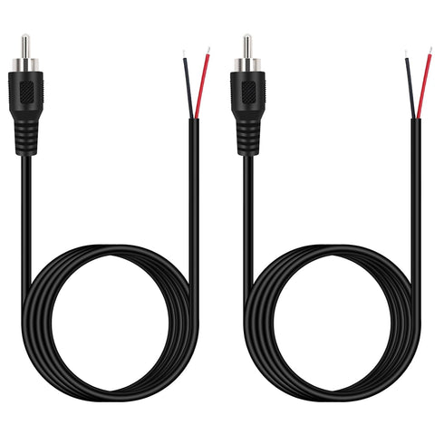 Fancasee 2 Pack 6 ft Speaker Wire RCA Male Plug Jack Connector to Bare Wire Open End Pigtail RCA Cable for Speakers Amplifier Audio Video AV Recei...