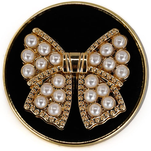 Faux Pearl Embellished Bow Knot Metal Shank Sewing Buttons 10 Pcs - 23mm, 7/8"...