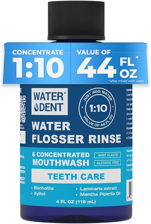 Concentrated Water flosser Rinse | Irrigant | Add to Waterpik Water Flossers | Mint Flavor | 1:10 = 44 fl.oz | Alcohol Free, Fluoride Free. Made i...