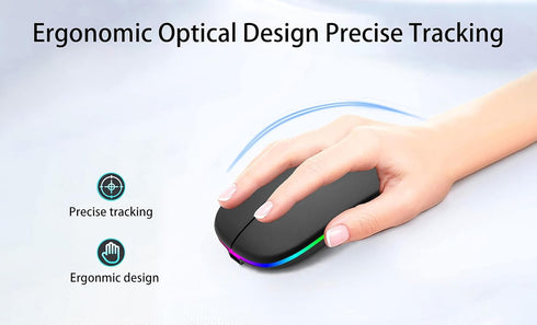 Wireless Bluetooth Mouse,LED Rechargeable Laptop Mouse .Portable Office Computer Mice use(BT5.2 and USB 2.4G) Dual Mode Connection,Silent,Slim,for...