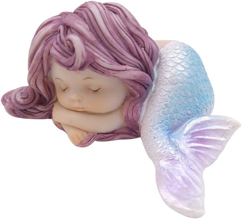 Resin Sleeping Little Mermaid Statue for Miniature Fairy Garden and Aquarium Decorations...
