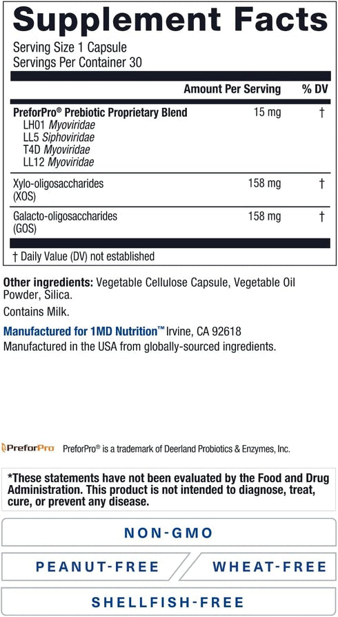 1MD Nutrition PreBioMD - Prebiotic with PreforPro® | Support Healthy Digestion and Beneficial Bacteria...