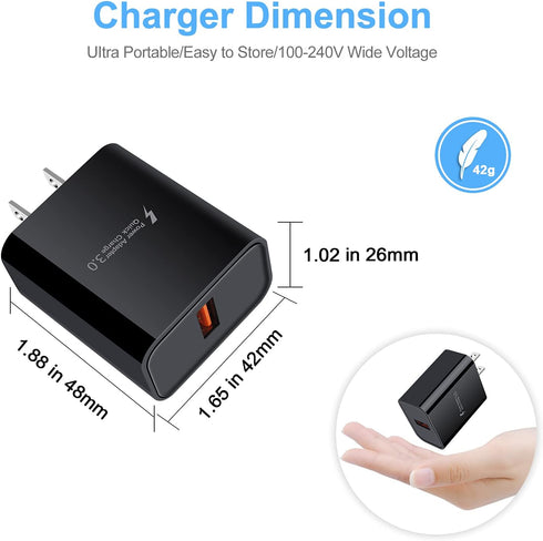 USB Charger Plug,Quick Charge 3.0 Fast Charging Block Wall Charger Cube Box for iPhone,Samsung Galaxy S23 A14 A54 S22 S21 Note20 S10 A10e S9 S8 A5...