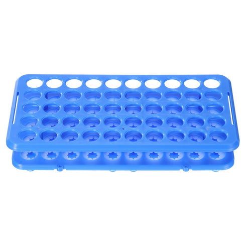 PATIKIL 50 Wells Tube Rack, 1 Pcs Vial Rack Double Layer Centrifuge Tube Holder for Microcentrifuge Tubes 5,10,15ml, Blue...