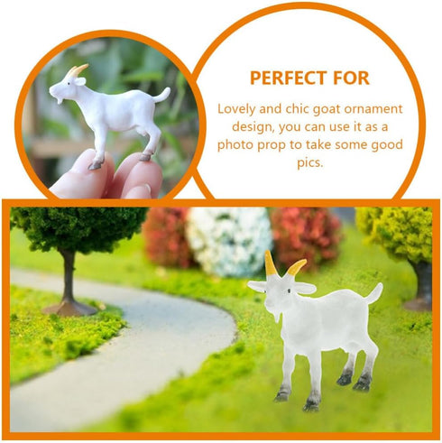 NUOBESTY Mini Goat Figurines 6pcs Plastic Realistic White Goat Animals Simulated Small Lambs Action Models Tiny Farm Sheep Figures Learning Educat...