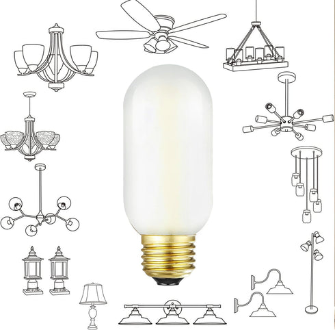 Leools E26 LED Bulb 6W Equivalent e26 led Bulb 60 Watt Dimmable Daylight 4000K Frosted Glass E26 Edison Bulb AC120V 600lm Tubular T14 T45 LED Bulb...