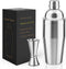 Cocktail Shaker with Double Measuring Jigger,Professional Stainless Steel 24oz Martini Shaker Set,Drink Built-In Strainer,Bartender Kit....