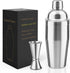 Cocktail Shaker with Double Measuring Jigger,Professional Stainless Steel 24oz Martini Shaker Set,Drink Built-In Strainer,Bartender Kit....