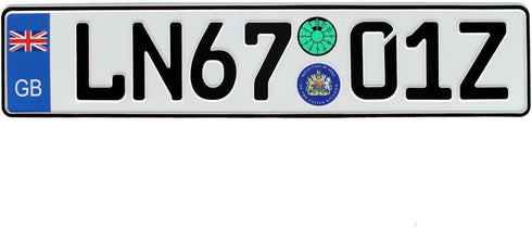 Great Britain Euro Plate with Registration Seals - Flag Style - Random Characters...