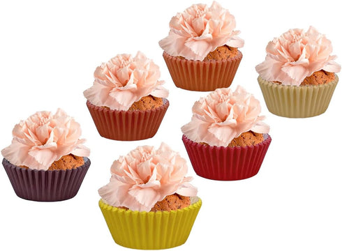 qiqee 300 Counts Cupcake Liners Cupcake Cups Food Grade 6 Solid Yellow Red Colors Cupcake Papers Muffin Baking Cups Cupcake Wrappers (Standard Siz...