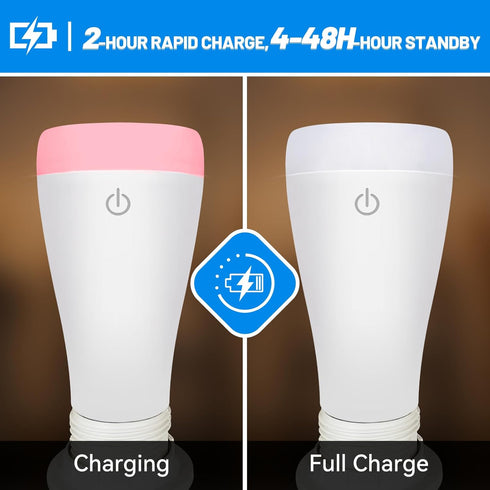 DualGlow Rechargeable Light Bulbs with Remote, Lamp Socket + USB Rechargeable Battery Light Bulb,Up to 50 Hours, 3 Color Temperatures and Dimmable...