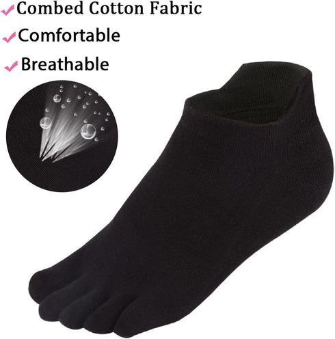 Meaiguo Toe Socks No Show Five Finger Socks for Men Women Running Hiking 6 Pairs(Black)...