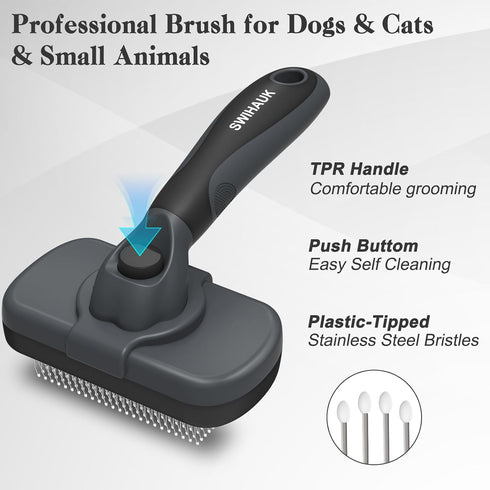 Self Cleaning Slicker Brush for Dogs & Cats, Skin Friendly Grooming Cat Brush, Dog Brush for Shedding, Deshedding Brush, Hair Brush Puppy Brush fo...