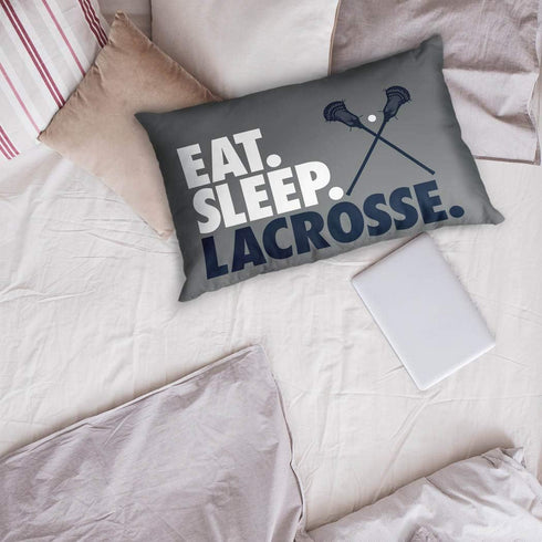 ChalkTalkSPORTS Eat Sleep Lacrosse Pillowcase for Guys | Home Decor | Gray...