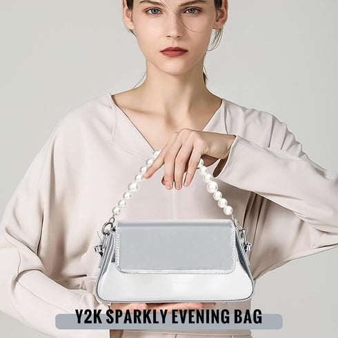 Evening Y2k Silver Hobo Purse Women Sparkly Silver Purse Satchel Metallic Tote Handbag Clutch Shoulder Bag 2024...