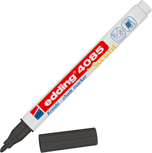 edding 4085 chalk marker - black - 1 chalk pen - round nib 1-2 mm - fine-nib wet wipe pen for chalkboards, windows, glass, mirrors - liquid chalk ...