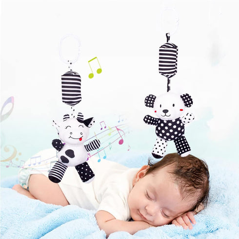 Baby Car Seat Toys, Black White Stroller Toy Stretch Baby Spiral Plush Toys, Hanging Rattle Toys for Crib Mobile, Newborn Sensory Toy Best Gift fo...
