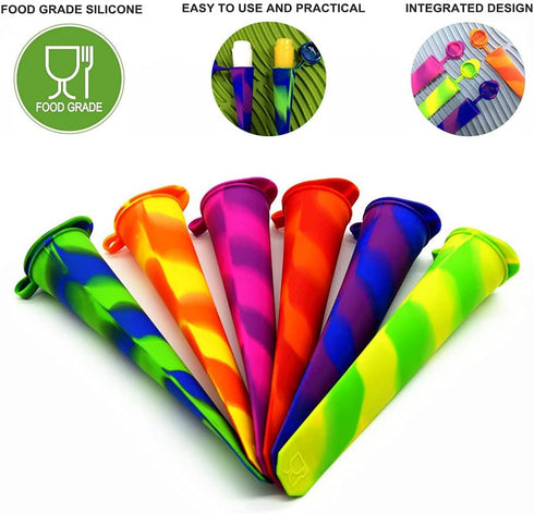 Popsicle Molds,6 Pieces Silicone Ice Pop Molds,Drip Free Popsicle Maker for Kids,BPA Free Freezer Tubes with Lids,For Snacks,Popsicle,Yogurt Stick...