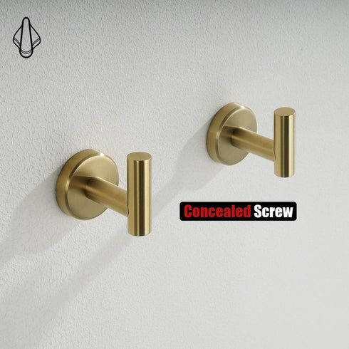 JQK Bathroom Towel Hook Brushed Gold, Brass Coat Robe Clothes Hook for Bathroom Kitchen Garage Wall Mounted (Pack of 2), SUS 304 Stainless Steel 0...