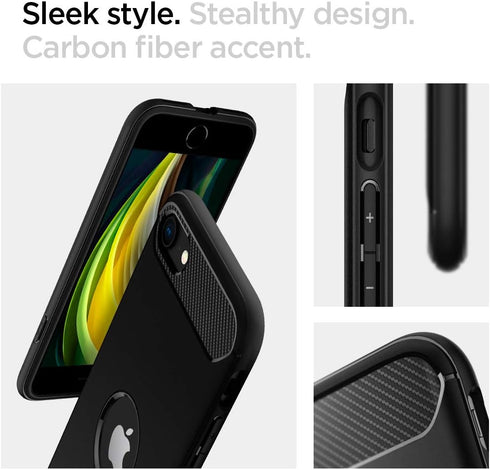 Spigen Rugged Armor Designed for iPhone SE 2020 Case - Matte Black (ACS00944)...