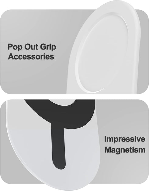 metisinno Magnetic Base Plus Compatible with PopSocket Phone Grips, Magnetic Phone Accessories for MagSafe, Ring Adapters for MagSafe Included, Wh...