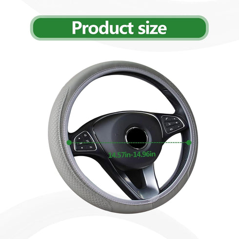 Car Steering Wheel Cover Protector Microfiber Leather, Elastic, Breathable Anti-Slip Odorless, 15 Inches Universal (Gray)...