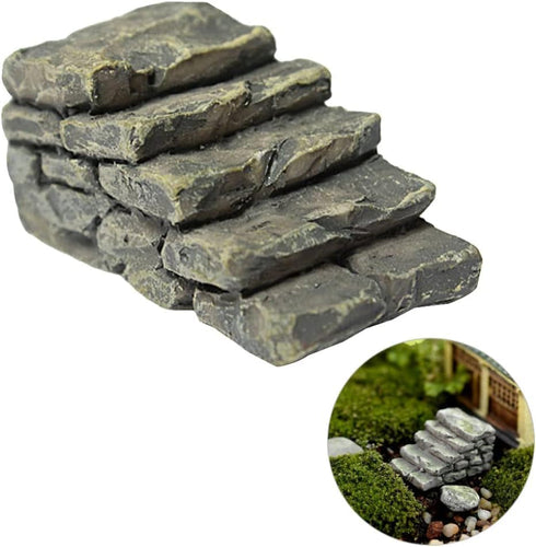 Gray Outdoor Décor Miniature Resin Bridge Stair Stone Straight Bridge Stairs Stone Steps Garden Fairy Ornament Flower Pot Plant Micro Landscaping ...