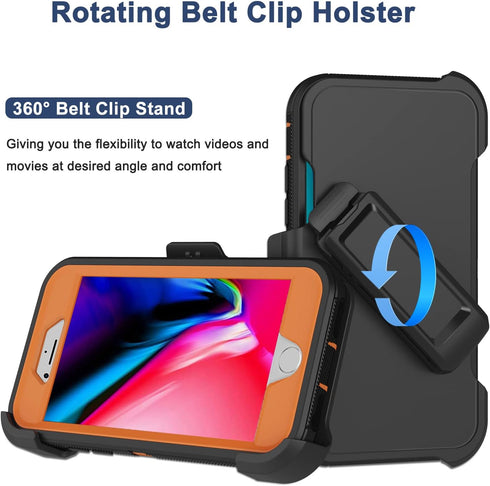 for iPhone 8 Plus Case, iPhone 7 Plus Case with Belt Clip Holster, 2X Screen Protector, Military Grade Heavy Duty Shockproof Drop-Proof Rugged Pro...