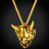 U7 Hannya Mask Necklace, Mens Gothic Punk Pendant, Stainless Steel Silver Black Personalized Evil Demon Horn Jewelry Oni Necklaces with 22 Inch Ch...