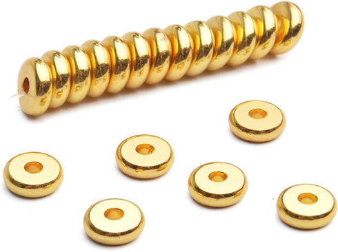200pcs 8mm Flat Round Rondelle Spacer Beads Disc Spacers Loose Beads Jewelry Metal Spacers for DIY Bracelet Necklace Crafts,Gold...