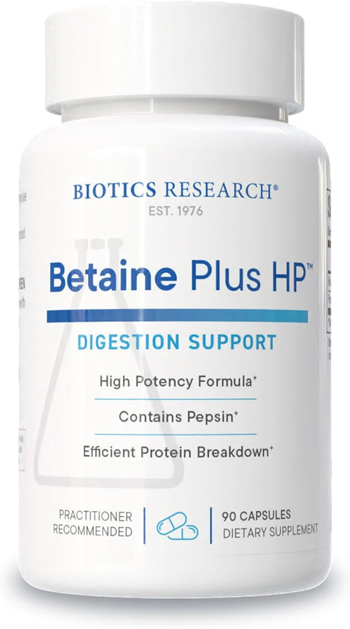 Biotics Research Betaine Plus HP - High Potency Hydrochloric Acid Supplement, Supports Digestive Function 90 Capsules...