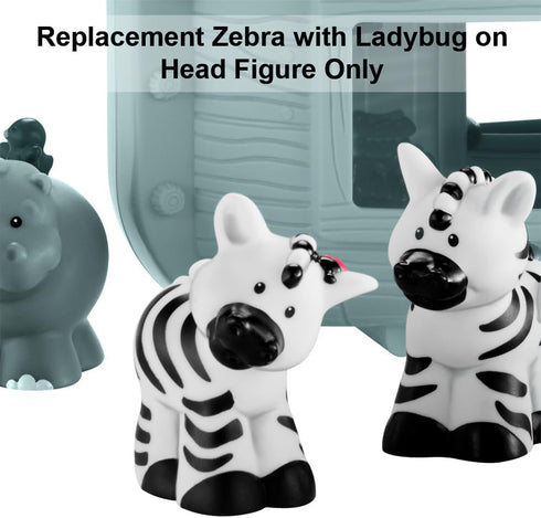Replacement Part Fisher-Price Little-People Noah's Ark Playset - BMM06 - DKV14 ~ Replacement Zebra with Ladybug on Head Figure, White, Black, Red...