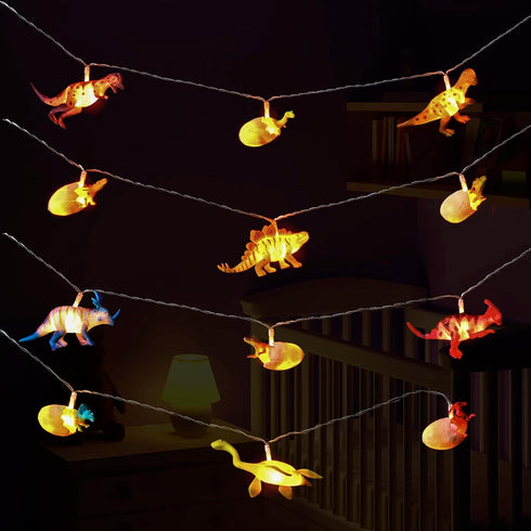 LED Dinosaur String Lights for Bedroom Battery Operated, Perfect for Boys Room, Tent, Garden, Patio, Christmas Tree Decor (12LED Dinosaur Lights)...