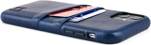 Dockem iPhone 11 Wallet Case: Built-in Metal Plate for Magnetic Mounting & 2 Credit Card Holders (6.1" Exec M2, Synthetic Leather, Navy Blue)...