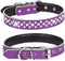 Rhinestones Dog Collar, Adjustable Sparkly Crystal Studded Genuine Leather Pet Dog Collar for Small and Medium Dogs (S, Purple)...