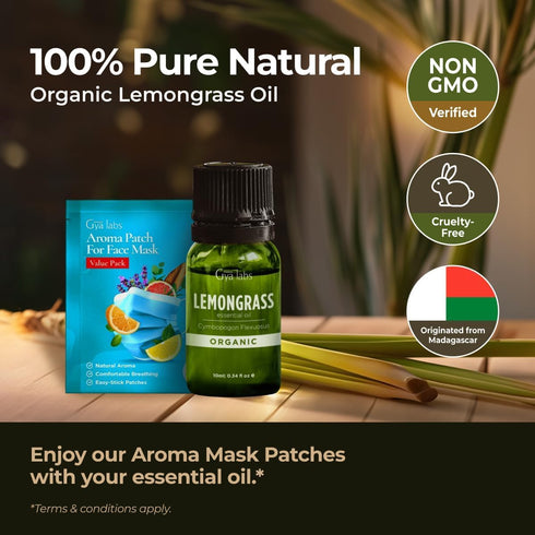 Gya Labs USDA Certified Organic Lemongrass Essential Oil for Diffuser - 100% Pure Natural Organic Lemongrass Oil for Skin, Hair, Natural Aromather...